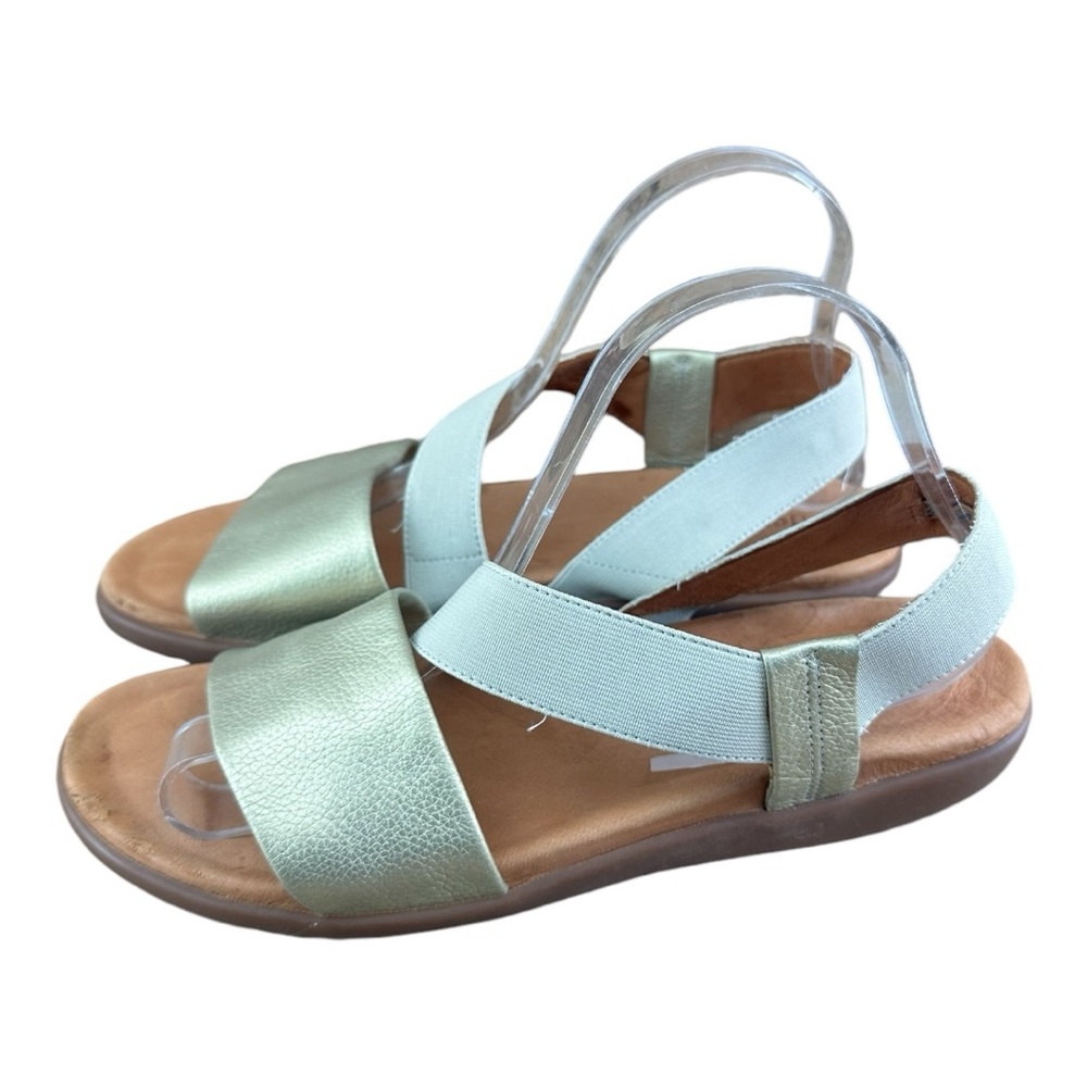Gentle Souls Get Goin Strappy Gold Metallic Elastic Strap Sandals Size 1…